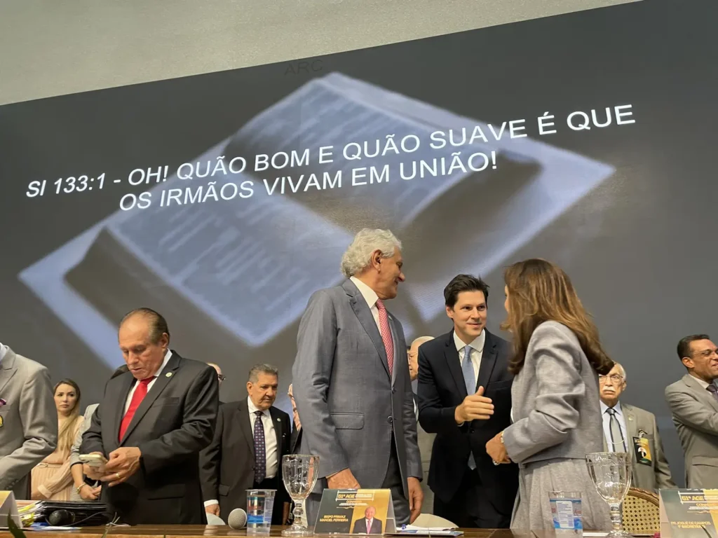 O pré-candidato Ronaldo Caiado participou de convenção da Assembleia de Deus Madureira