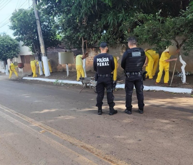 A Polícia Penal de Goiás, em parceria com a Prefeitura de Doverlândia, realizou ações de limpeza e revitalização de vias urbanas no município.